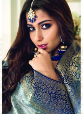 grey embroidered georgette semi stitched salwar with dupatta 4