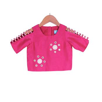 Magenta & Champagne Classic Palazzo with Crop Top 2