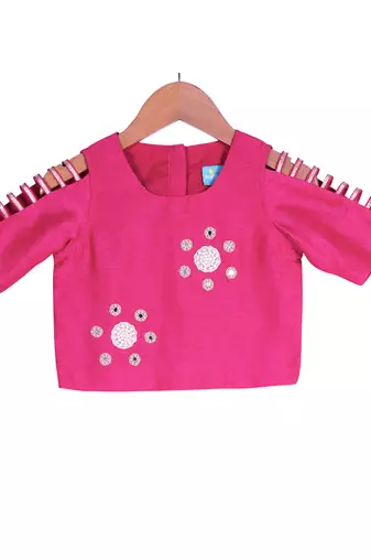 Magenta & Champagne Classic Palazzo with Crop Top