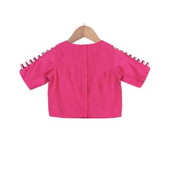 Magenta & Champagne Classic Palazzo with Crop Top 4