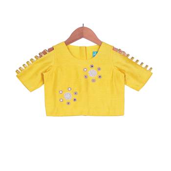 Yellow & Champagne Classic Palazzo with Crop Top 2