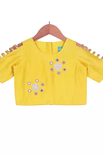 Yellow & Champagne Classic Palazzo with Crop Top