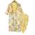 Yellow Printed Floral Jacket with Dhoti Pants & Crop Top