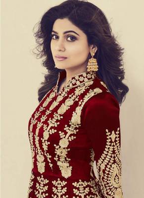 Maroon Embroidered Silk Blend Semi Stitched Salwar With Dupatta 2