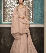 Pink Embroidered Net Semi Stitched Salwar With Dupatta