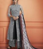 Black Embroidered Net Stitched Salwar With Dupatta