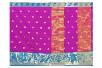  Magenta Woven Silk Blend Saree With Blouse 4