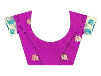   Magenta Woven Silk Blend Saree With Blouse 5