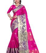   Pink Woven Silk Blend Saree With Blouse