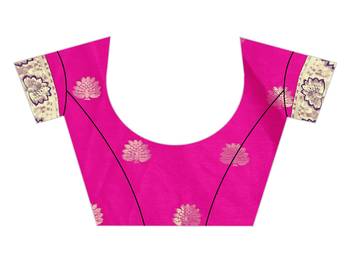   Pink Woven Silk Blend Saree With Blouse 5