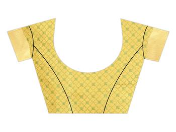 Gold  Woven Banarasi Silk Saree With Blouse 5