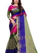 Pink Woven Cotton Silk Saree With Blouse