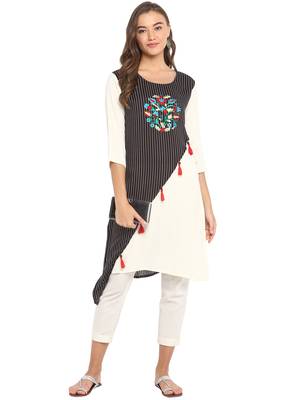 Black printed rayon ethnic-kurtis 1