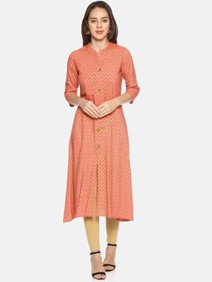 Pink printed rayon ethnic-kurtis 1
