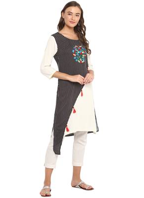 Black printed rayon ethnic-kurtis 4
