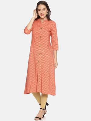 Pink printed rayon ethnic-kurtis 3