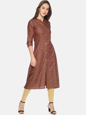 Maroon printed rayon ethnic-kurtis 1