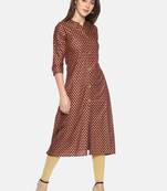 Maroon printed rayon ethnic-kurtis