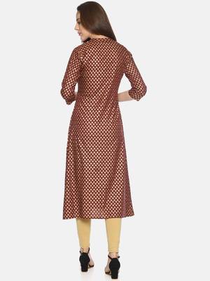 Maroon printed rayon ethnic-kurtis 2