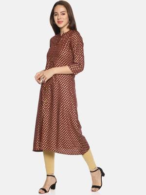 Maroon printed rayon ethnic-kurtis 3