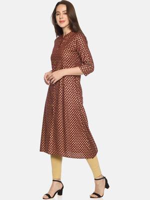 Maroon printed rayon ethnic-kurtis 4
