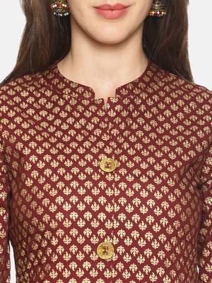 Maroon printed rayon ethnic-kurtis 5