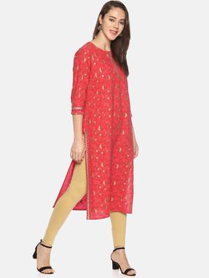 Pink printed cotton ethnic-kurtis 3