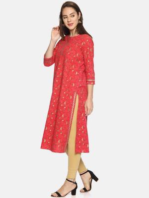 Pink printed cotton ethnic-kurtis 4