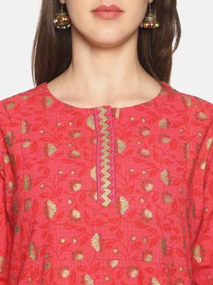 Pink printed cotton ethnic-kurtis 5