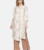 White printed rayon ethnic-kurtis