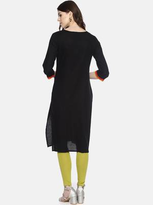 Black plain cotton ethnic-kurtis 2