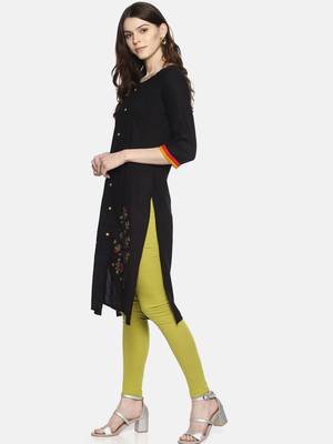 Black plain cotton ethnic-kurtis 3