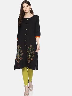 Black plain cotton ethnic-kurtis 4