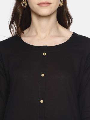Black plain cotton ethnic-kurtis 5