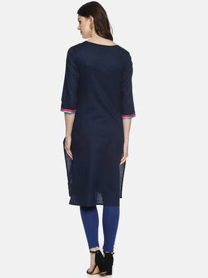 Blue plain cotton ethnic-kurtis 2