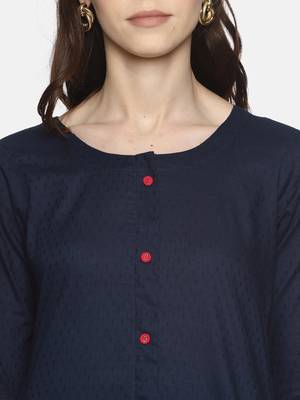 Blue plain cotton ethnic-kurtis 5