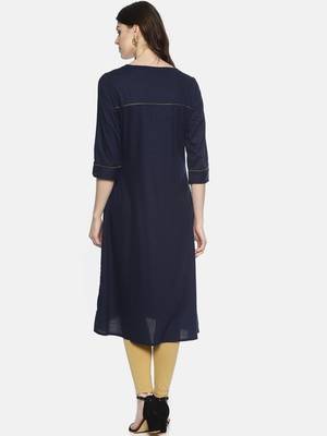 Blue plain cotton ethnic-kurtis 2