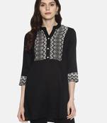 Black plain rayon ethnic-kurtis