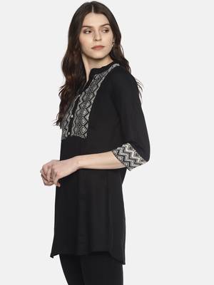 Black plain rayon ethnic-kurtis 3