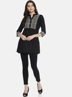 Black plain rayon ethnic-kurtis 4