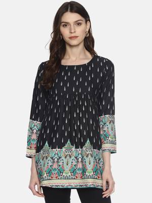 Black printed rayon ethnic-kurtis 1