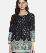 Black printed rayon ethnic-kurtis