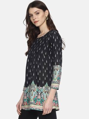Black printed rayon ethnic-kurtis 3