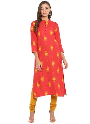 Pink printed cotton ethnic-kurtis 1