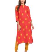 Pink printed cotton ethnic-kurtis
