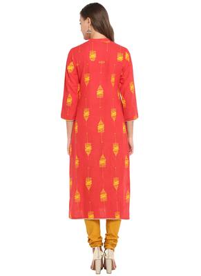 Pink printed cotton ethnic-kurtis 2