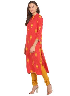 Pink printed cotton ethnic-kurtis 3
