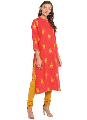 Pink printed cotton ethnic-kurtis 4