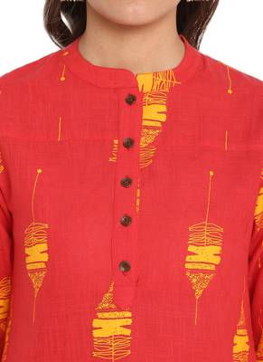 Pink printed cotton ethnic-kurtis 5