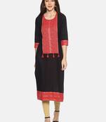 Black plain cotton ethnic-kurtis